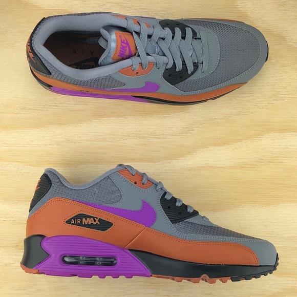 Nike Air Max 90 Essential Grey Purple Sneakers Sz - Picture 3 of 8